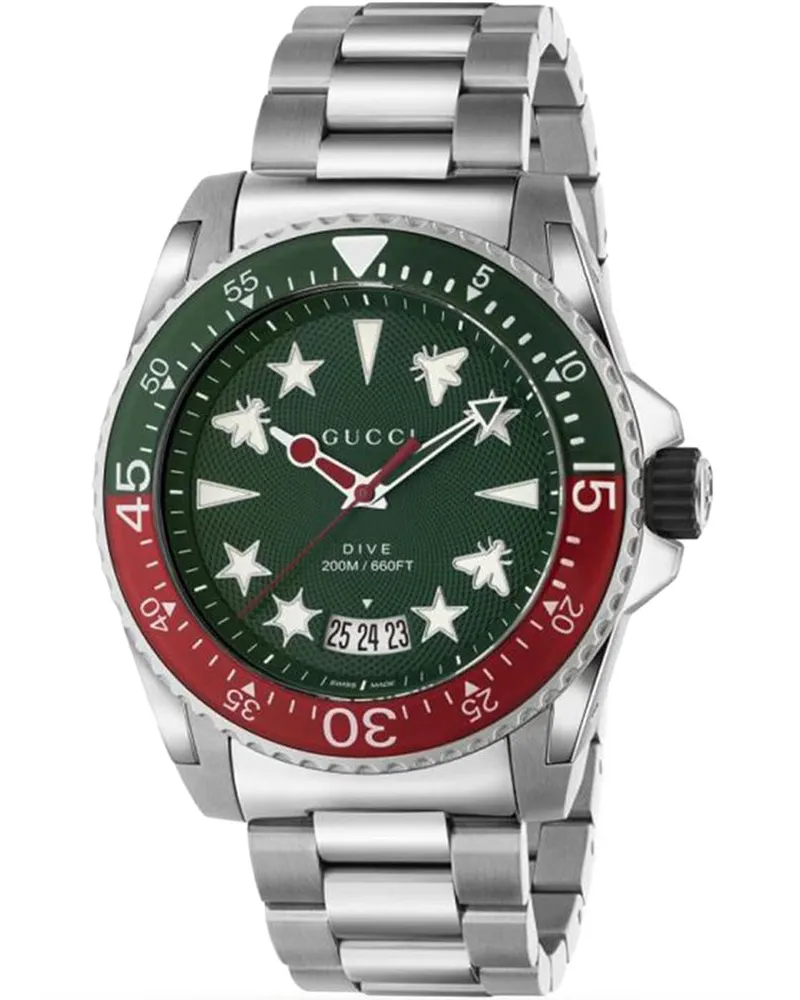 Gucci Dive Herrenuhr 45mm - YA136222 - Stilvoller und langlebiger Zeitmesser Silber