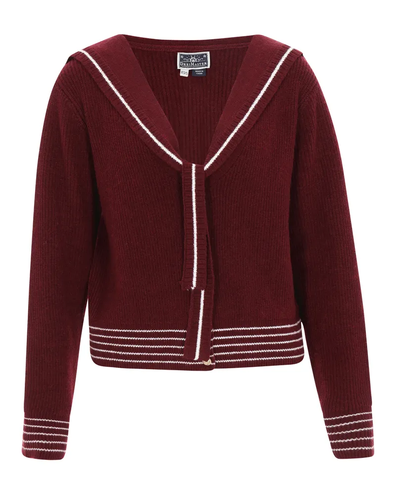 DreiMaster Strickjacke Frauen weinrot cremeweiß Weinrot