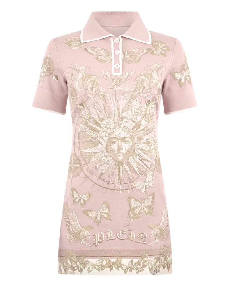 Philipp Plein Polo Mini Dress Butterfly Tattoo Rosé