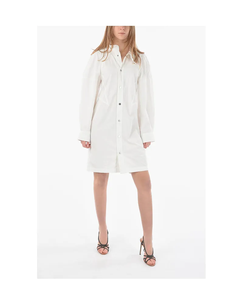 Bottega Veneta COMPACT Hemdkleid mit Druckknöpfen in Weiß Weiß