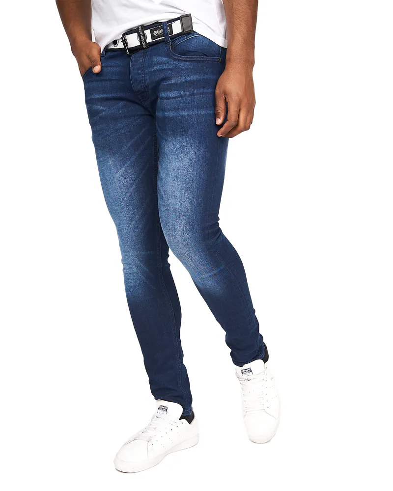 CrossHatch Barbeck" Jeans für Herren (Dunkle Waschung Marineblau