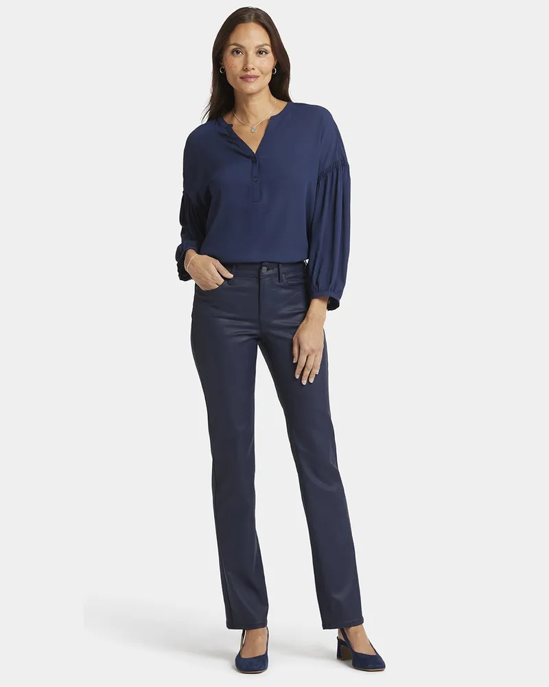 NYDJ not your daughter's Jeans  Marilyn Gerade Jeans Dunkelblaue Beschichtung Premium Denim | Sternenloser Himmel Beschichtet Blau