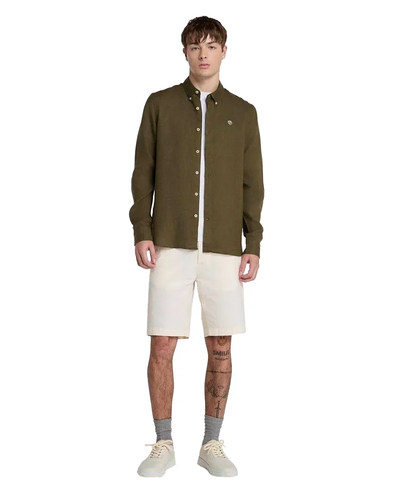 Timberland Hemd für Herren, Leinen, leger (Blattgrün Grün