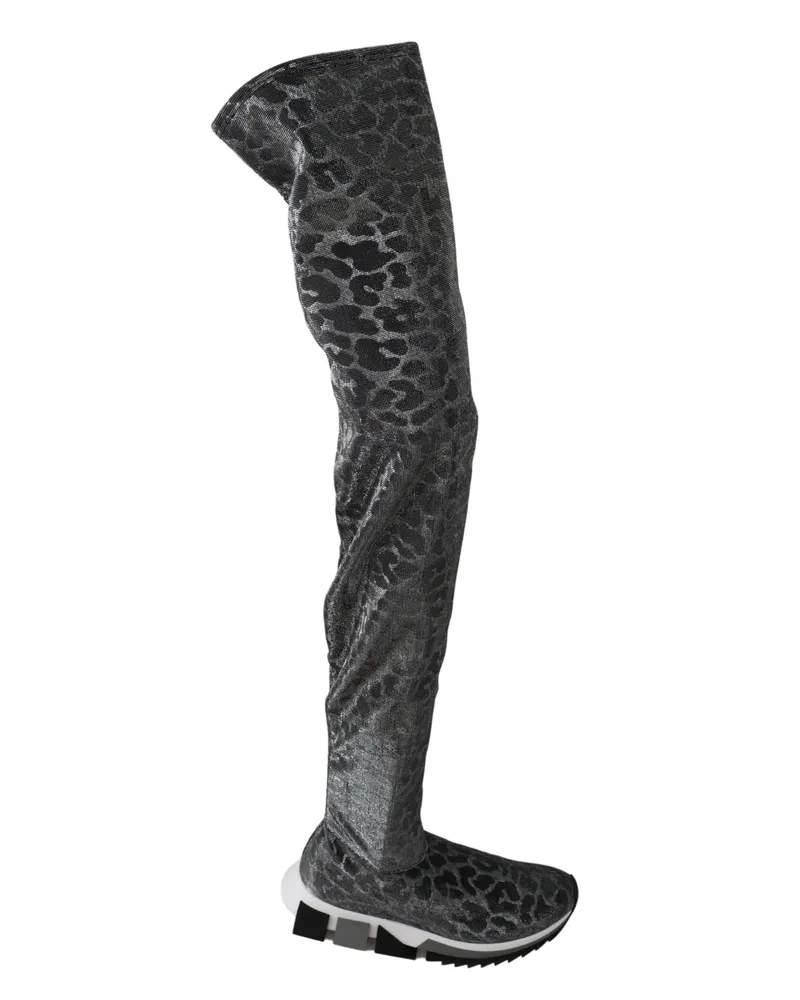 Dolce & Gabbana Femme Gris Léopard Chaussures Chaussures Booties Sneakers High Top Mehrfarbig