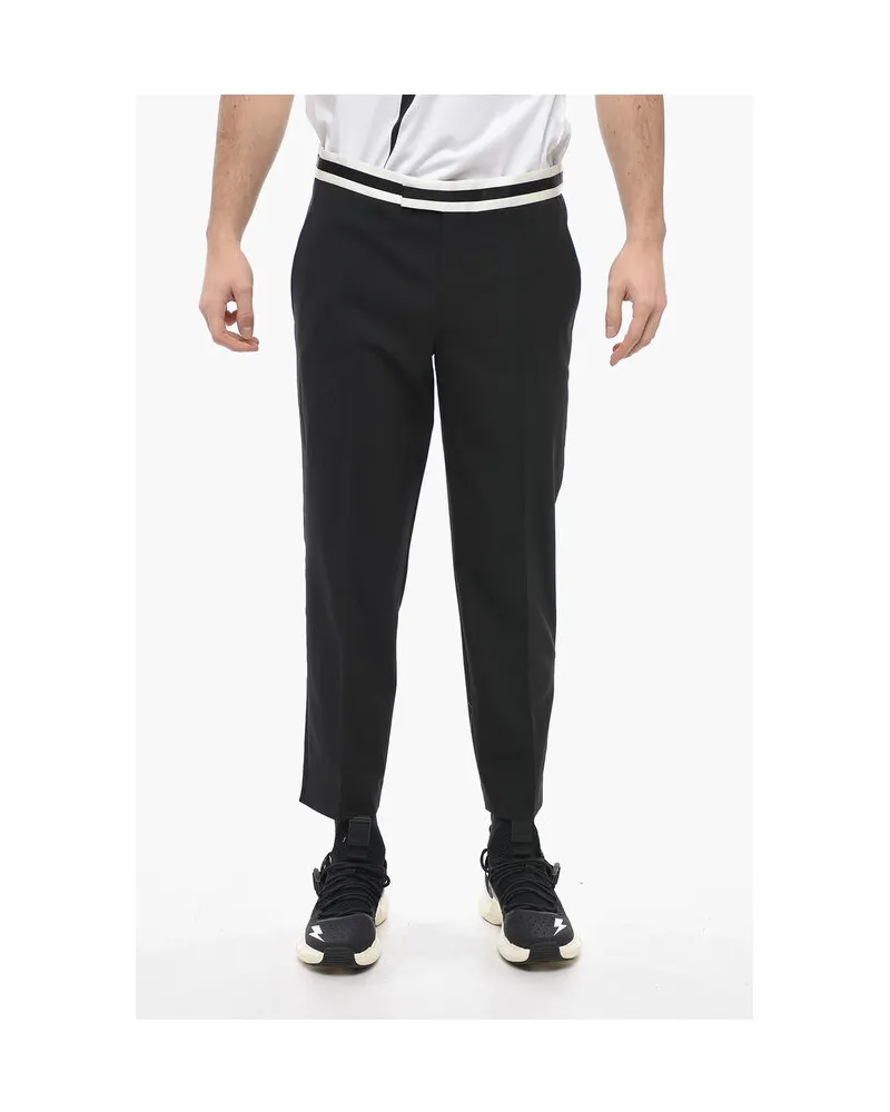 Neil Barrett Slim-Fit-Hose JAMIE mit Kontrastdetails - Schwarz Schwarz