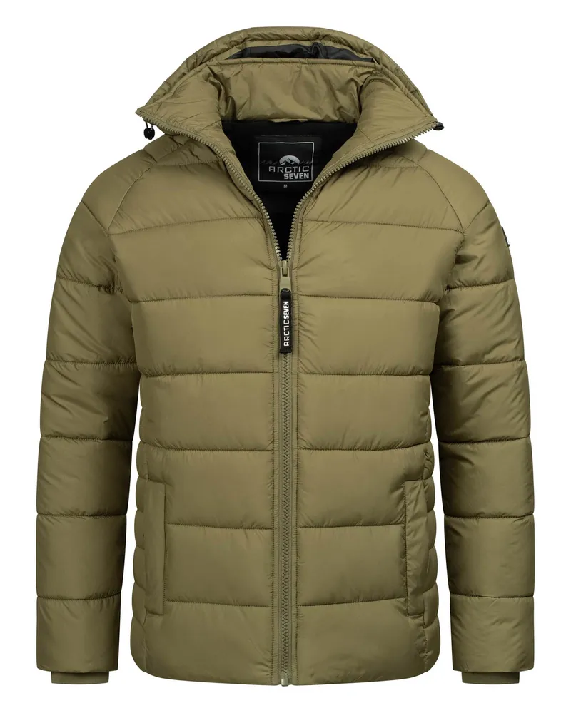 Arctic Seven Herren Steppjacke, wind- und wasserabweisend, mit Kapuze - Grün Grün