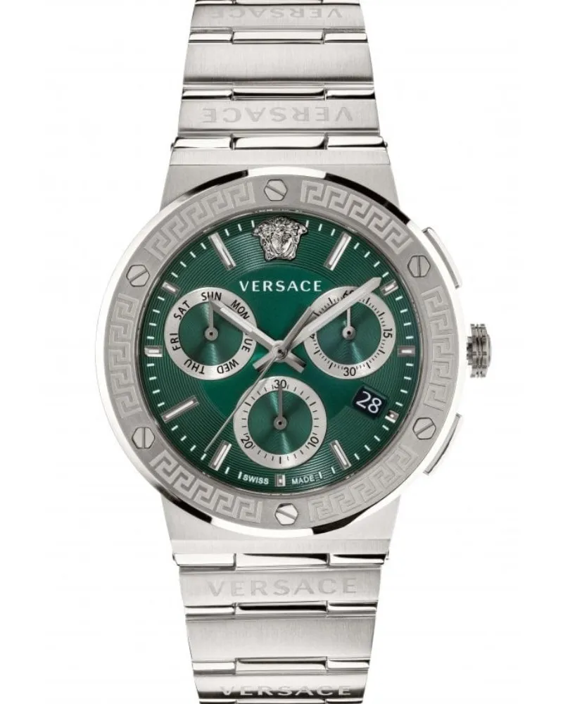 Versace VEZ900121 Greca Logo Chrono Luxus Herrenuhr Silber