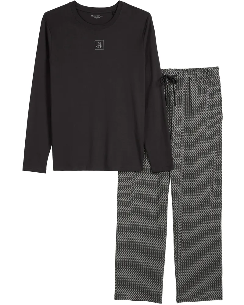 Marc O'Polo Herren Pyjama Blend & Pair CottonSchlafanzug, Pyjama Set, Nachtwäsche Schwarz