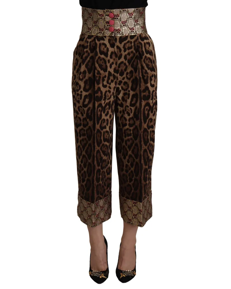 Dolce & Gabbana Leoprint Culottes Hochtailliert Cognac