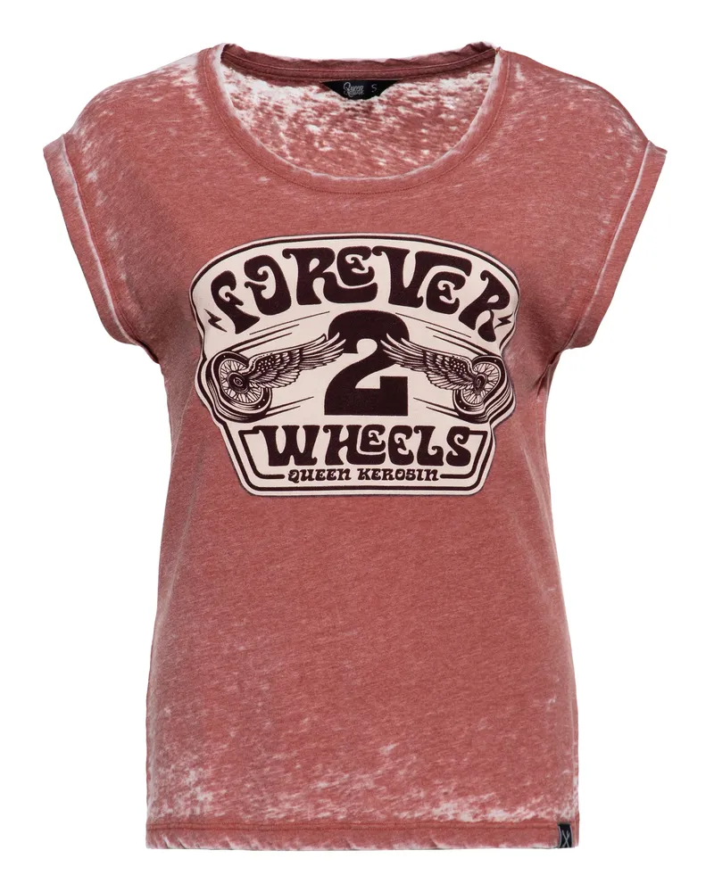 Queen Kerosin Damen T-Shirt Forever 2 Wheels Orange