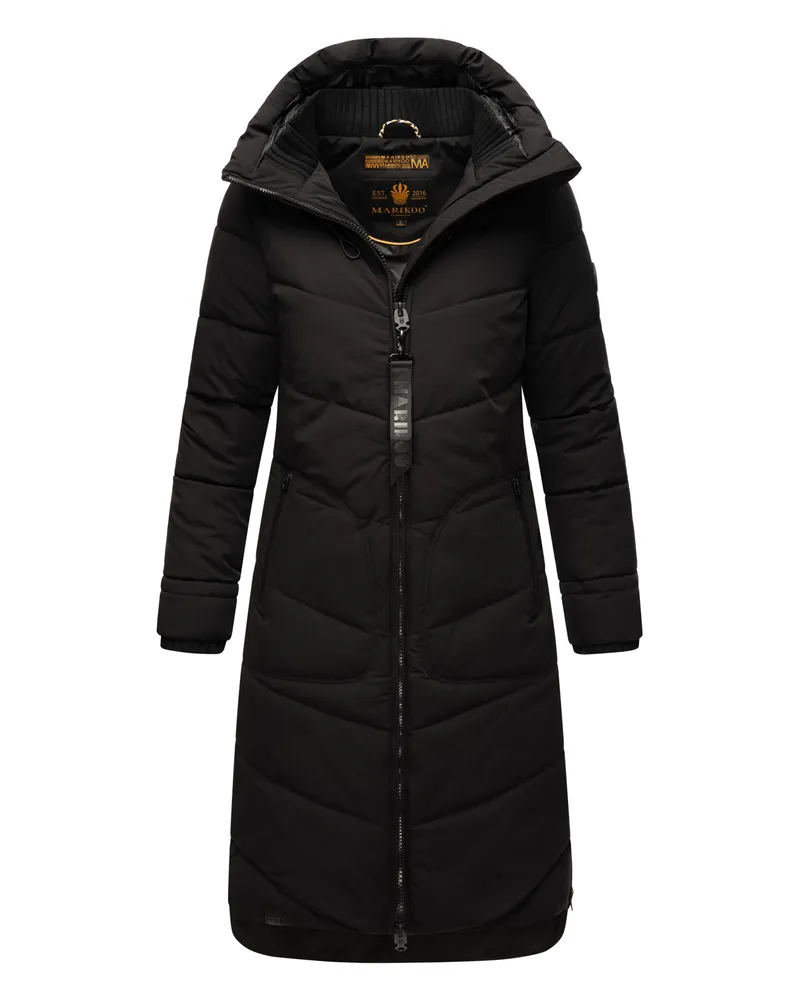 Marikoo Benikoo langer Wintermantel, warm und stylisch - Schwarz Schwarz