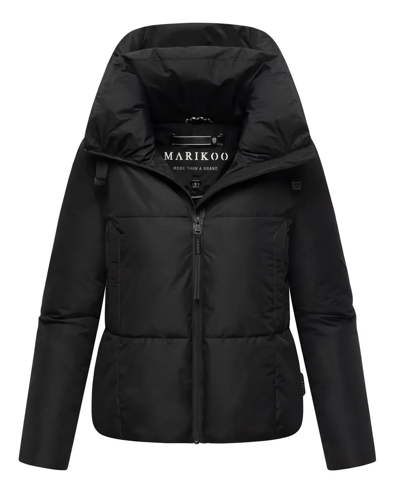 Marikoo Damen Winterjacke Ninikaa mit Kapuze & Fleece-Innenfutter Schwarz