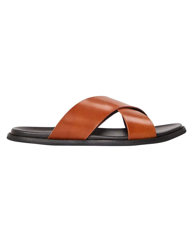 Dune Sandalen für Herren, Leder, Kreuz und Quer Riemen, Flach (Braun Braun