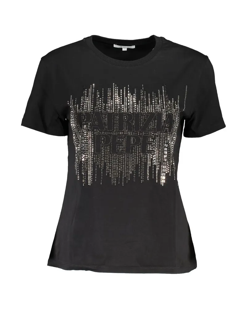 Patrizia Pepe Pailletten-Logo-T-Shirt Schwarz