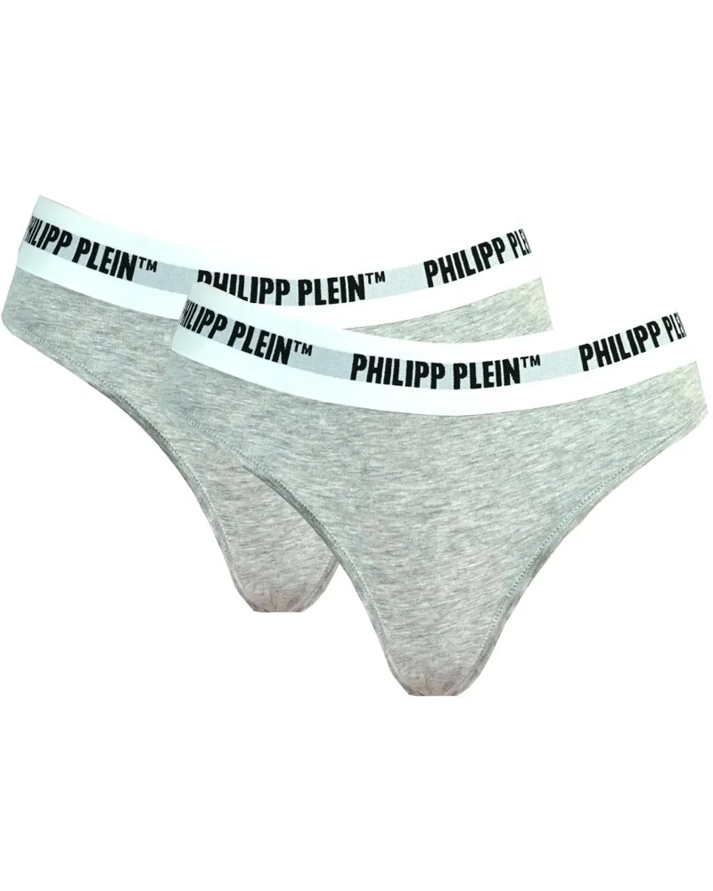Philipp Plein Grauer Tanga im Doppelpack Grau