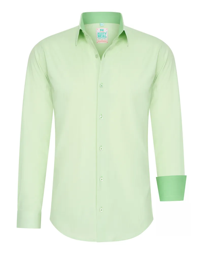 Rusty Neal Pastell Hemd S - 6XL Slim Fit Cotton-Stretch Mintgrün