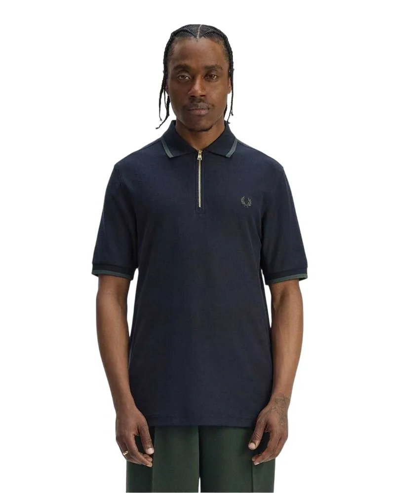 Fred Perry Poloshirt für Herren, Reißverschluss (Marine Marineblau