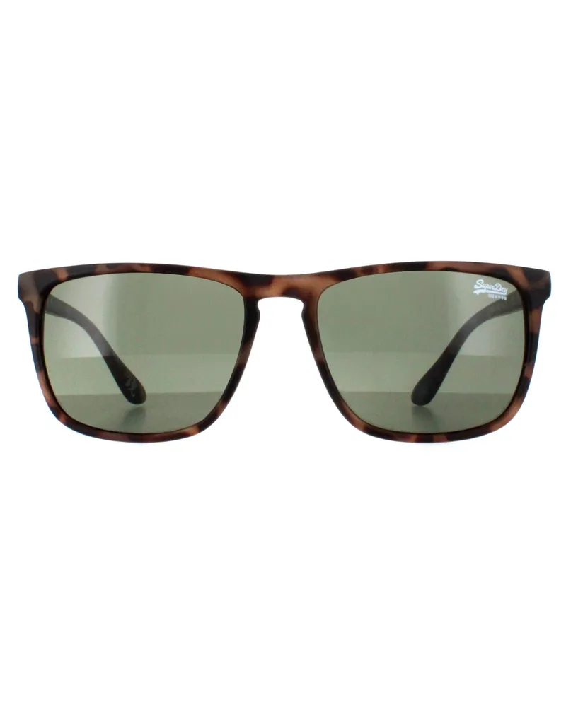 Superdry. Shockwave 102 satijn gevlekte havana groene zonnebril Braun