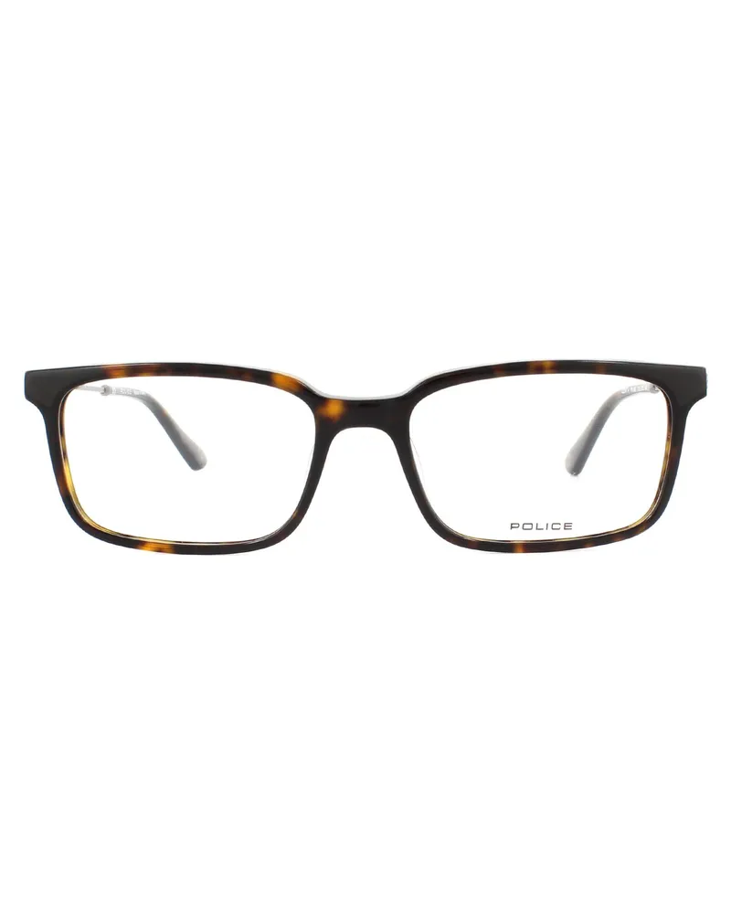Police Rectangular Herren Glänzende Havanna Brille Braun