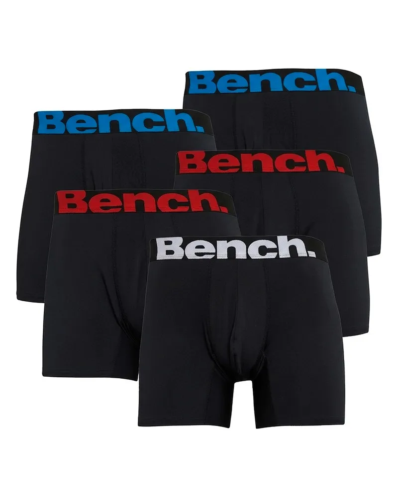 Bench Herren Cromal 5er Pack Boxer Shorts Schwarz Mikrofaser Atmungsaktive Unterwäsche Shorts Schwarz