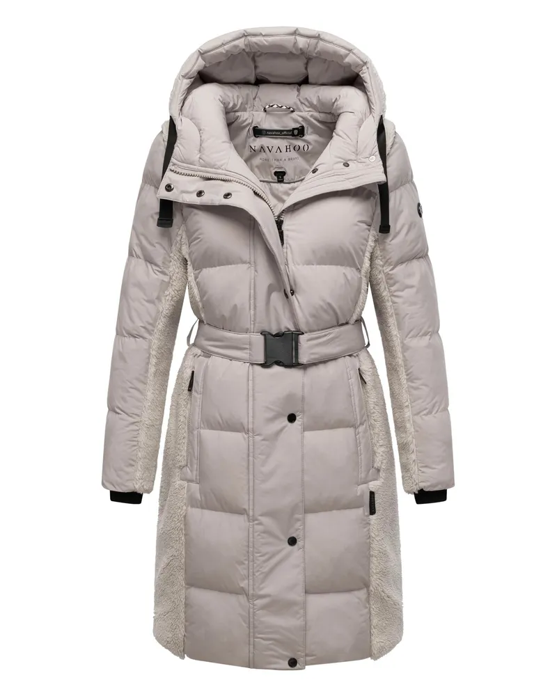 NAVAHOO Damen-Wintermantel „Funkelteddy", warm und modern - Grau Grau
