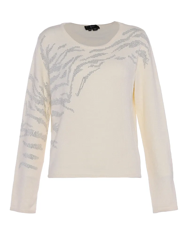 FAINA Strickpullover Damen Wollweiß Wollweiß
