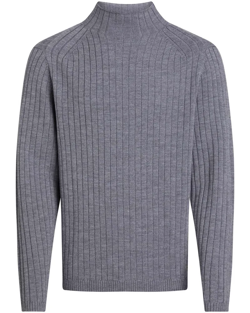 Calvin Klein Merino-Ripppullover mit Rundhalsausschnitt Grau