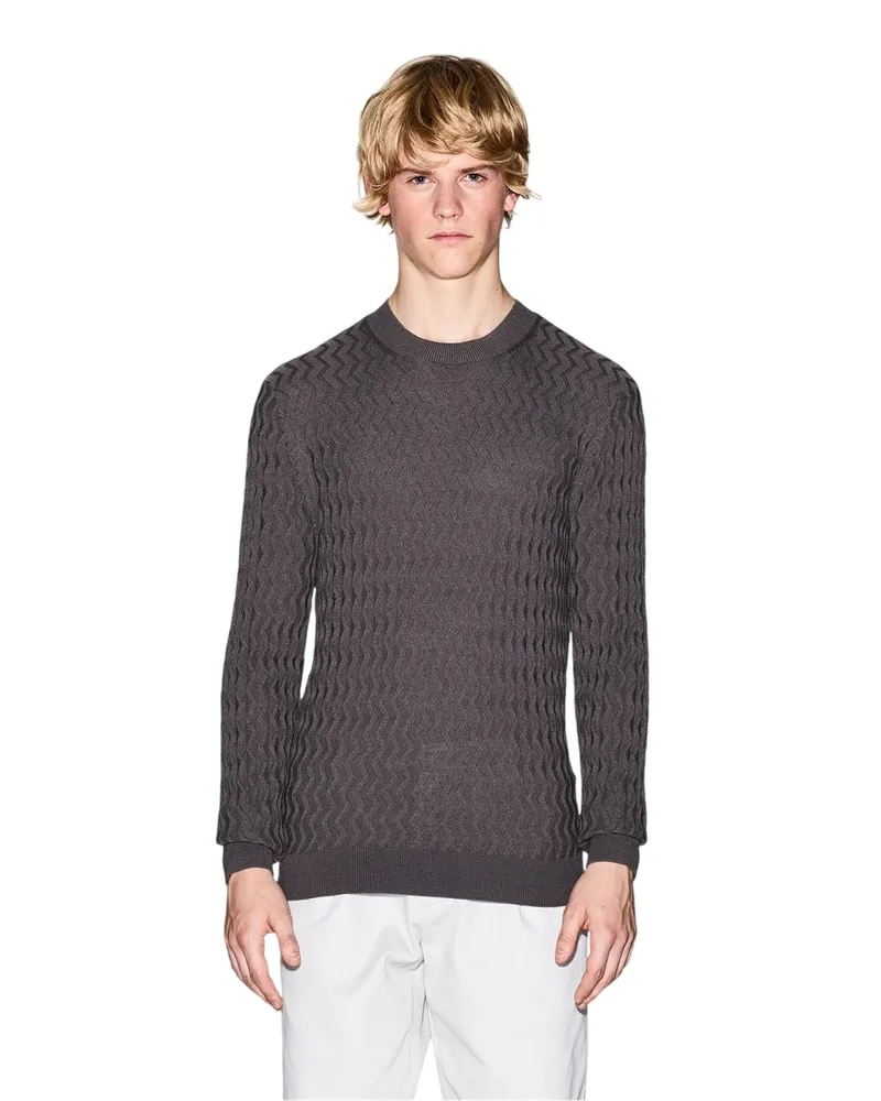 Armani Exchange Pullover für Herren, Texturierter Strick (Möven-Grau Weiß