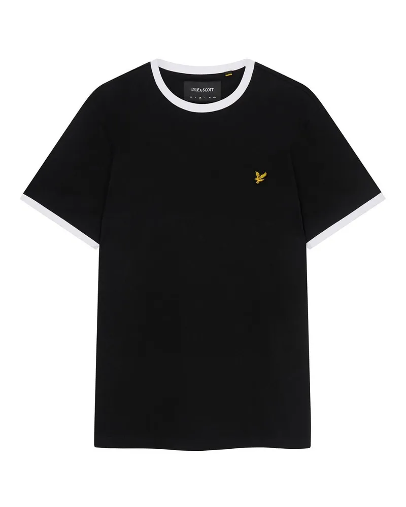 Lyle & Scott Marken-t-shirt Mit Schwarzem Ringer-muster Schwarz