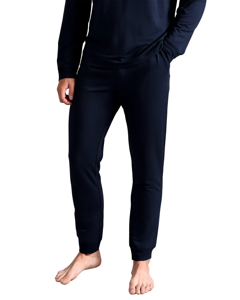 Ted Baker Herren Pyjama Hose | Atmungsaktiv Lässig Lange Pyjama Jogger mit Taschen - Navy Marineblau