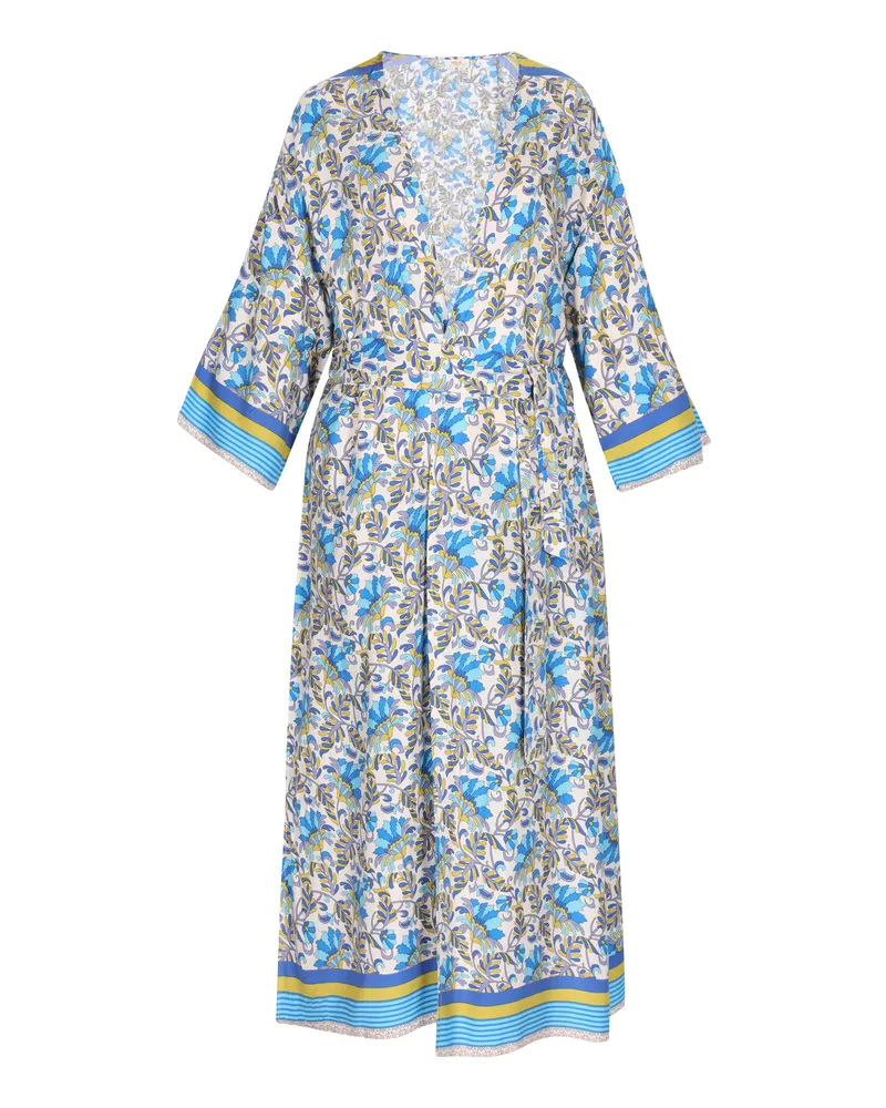 Usha Kimono Frauen blau mehrfarbig Blau