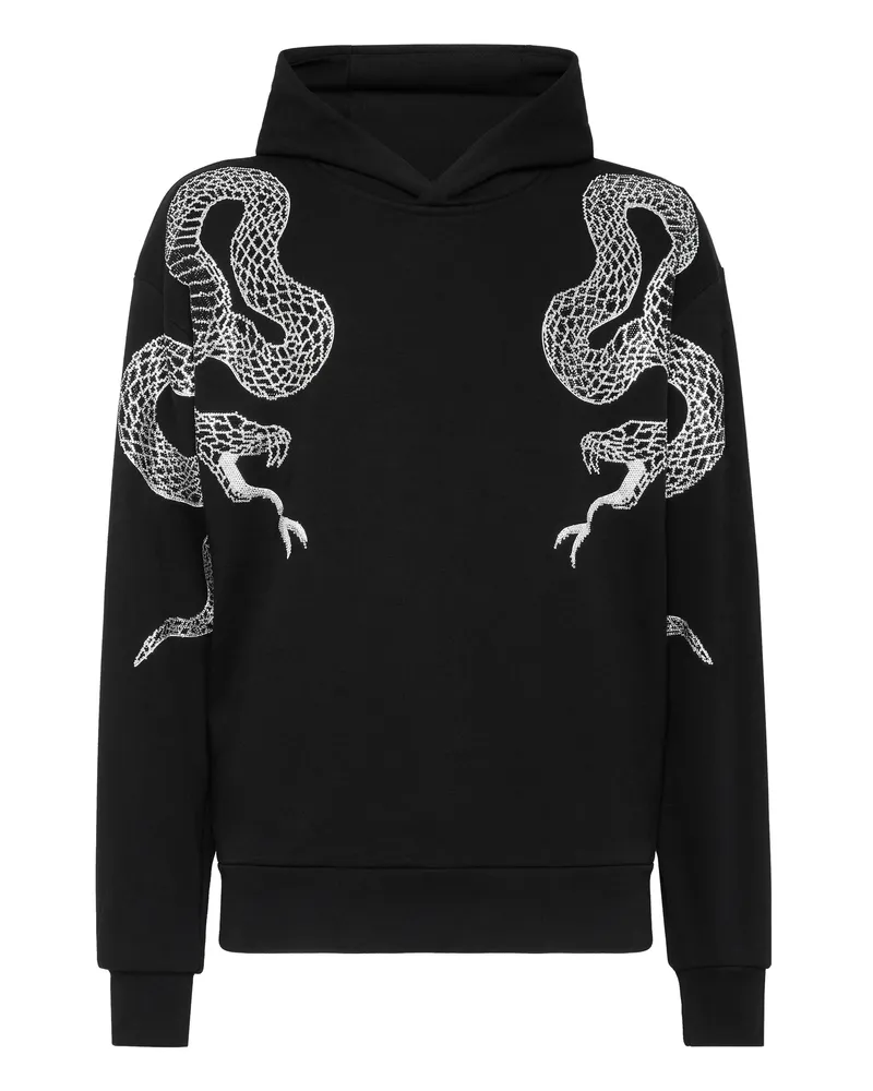 Philipp Plein Kapuzen-Sweatshirt Snake Schwarz