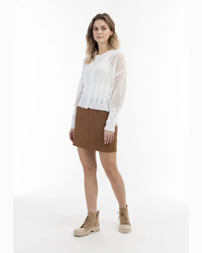 DreiMaster Weitmaschige Strickjacke Damen Wollweiss Wollweiß