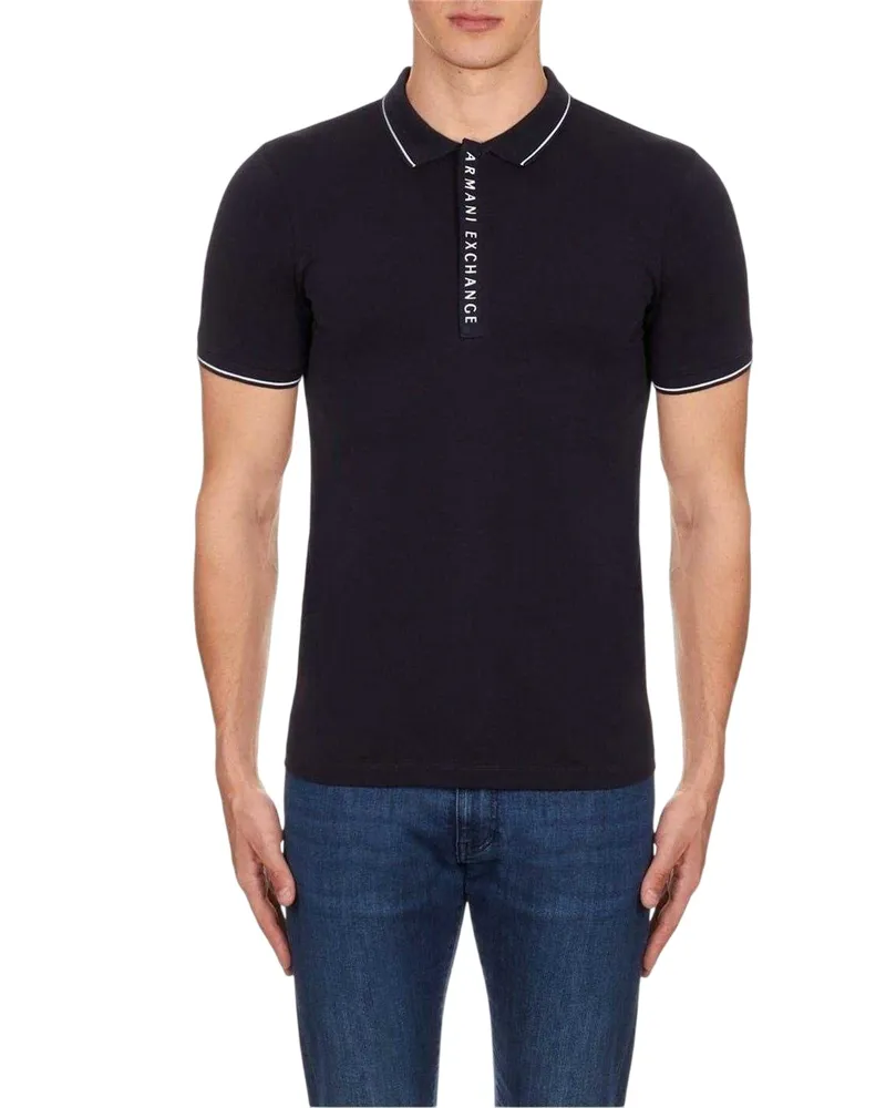 Armani Exchange Poloshirt für Herren, mit kurzem Reißverschluss (Dunkel-Marineblau Marineblau