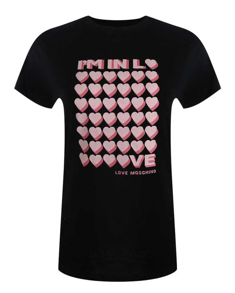 Moschino I So In Love" T-Shirt für Damen, Alltag (Schwarz Schwarz