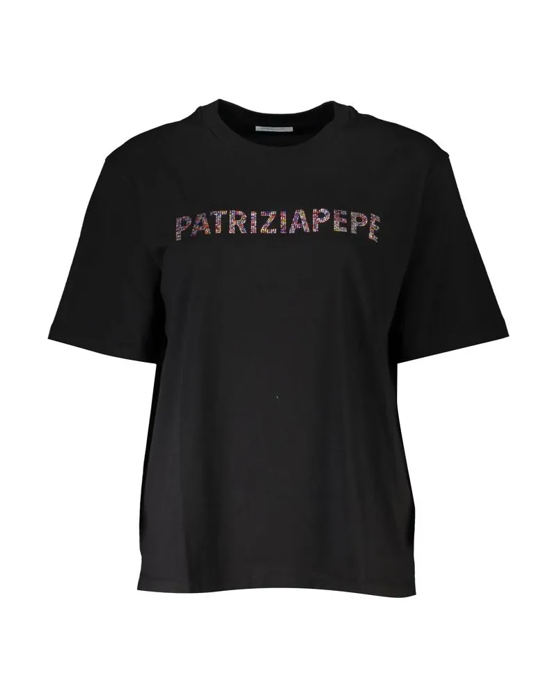 Patrizia Pepe Kristallverziertes T-Shirt Pa28350 Schwarz