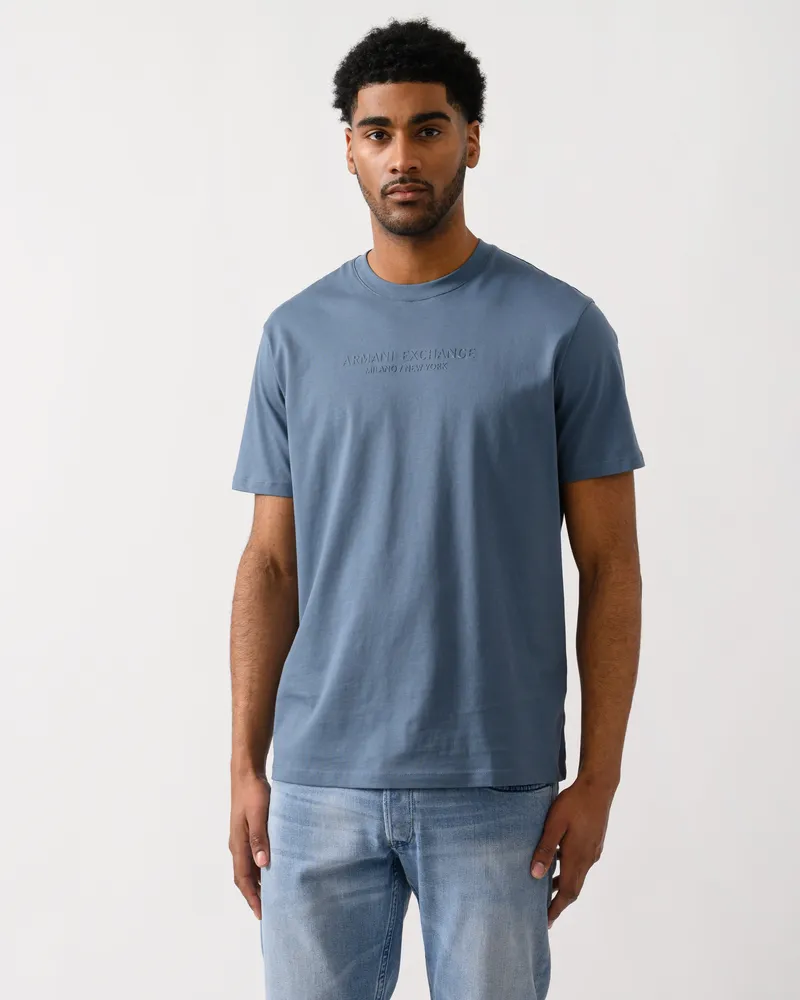 Armani Exchange T-Shirt Mit Markengrafik, Blau Blau