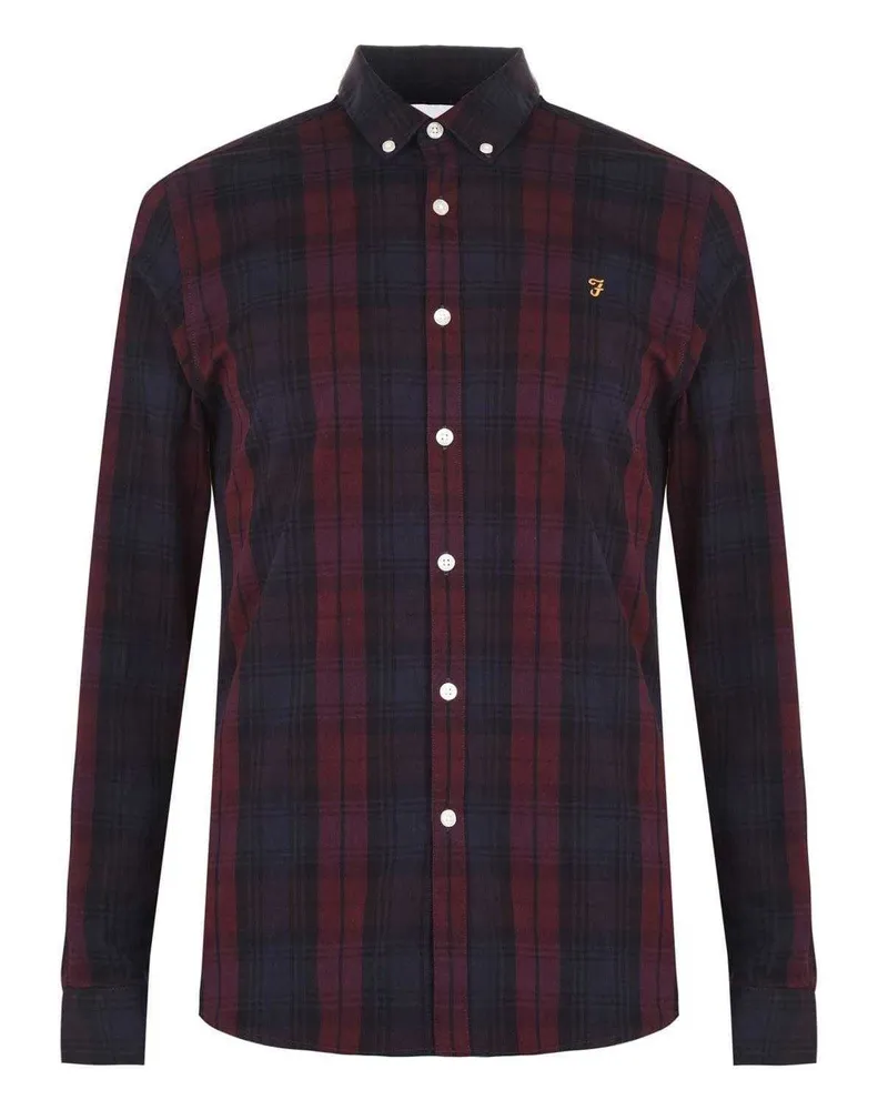 Farah 1920 Button-Down-Hemd für Herren, Baumwolle (Rot Rot