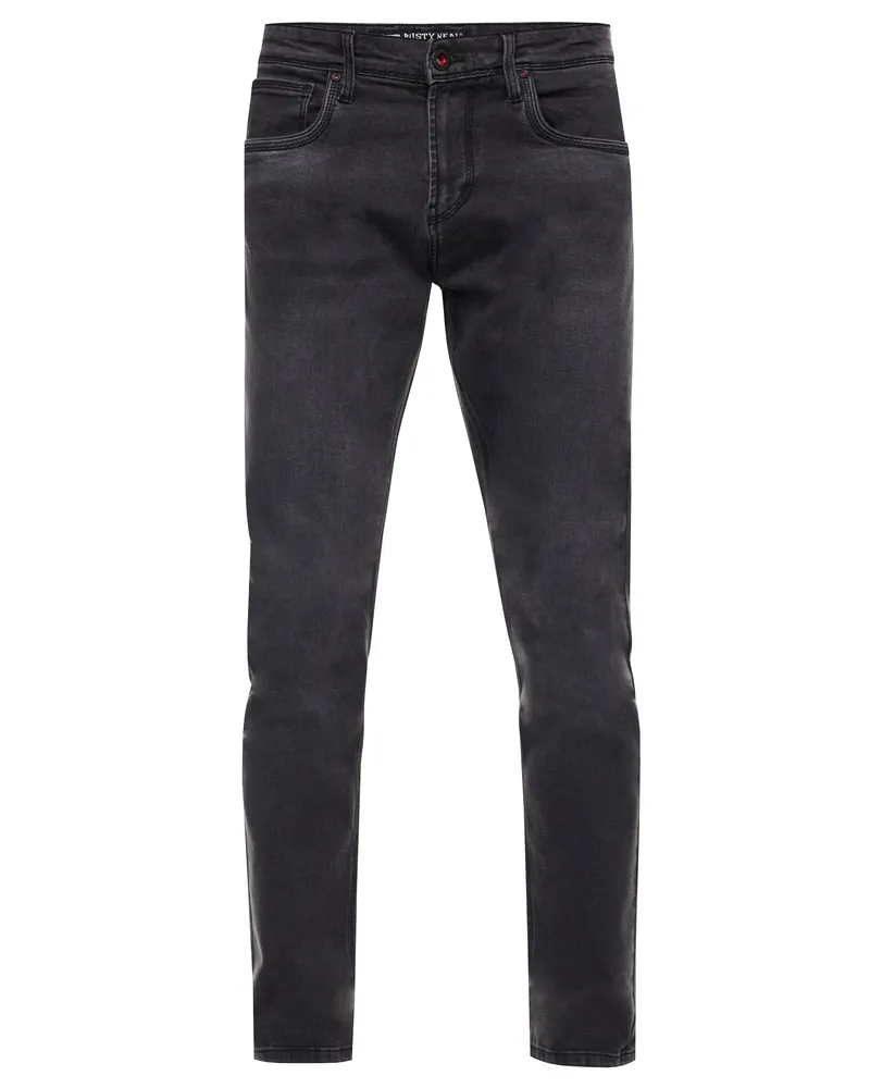 Rusty Neal Anthrazit Used Jeans Hose "MELVIN" Slim Fit Cotton-Stretch Dunkelgrau