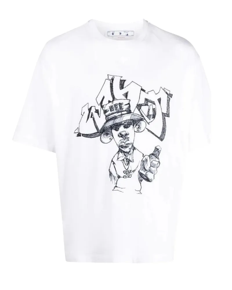 OFF-WHITE Graff Freest Over Skate Kurzarm-t-shirt Weiß Creme