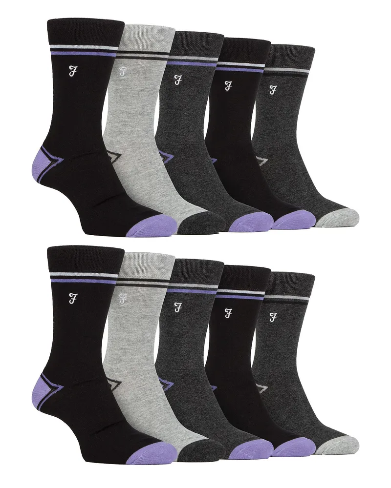 Farah 1920 Herren 10er-Pack bunte Bambussocken Mehrfarbig