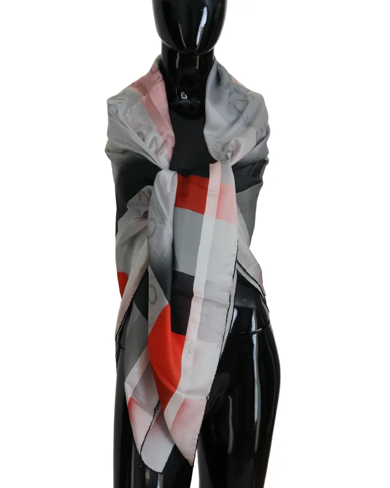 CoSTUME NATIONAL Seidenschal mit geometrischem Muster Hellgrau