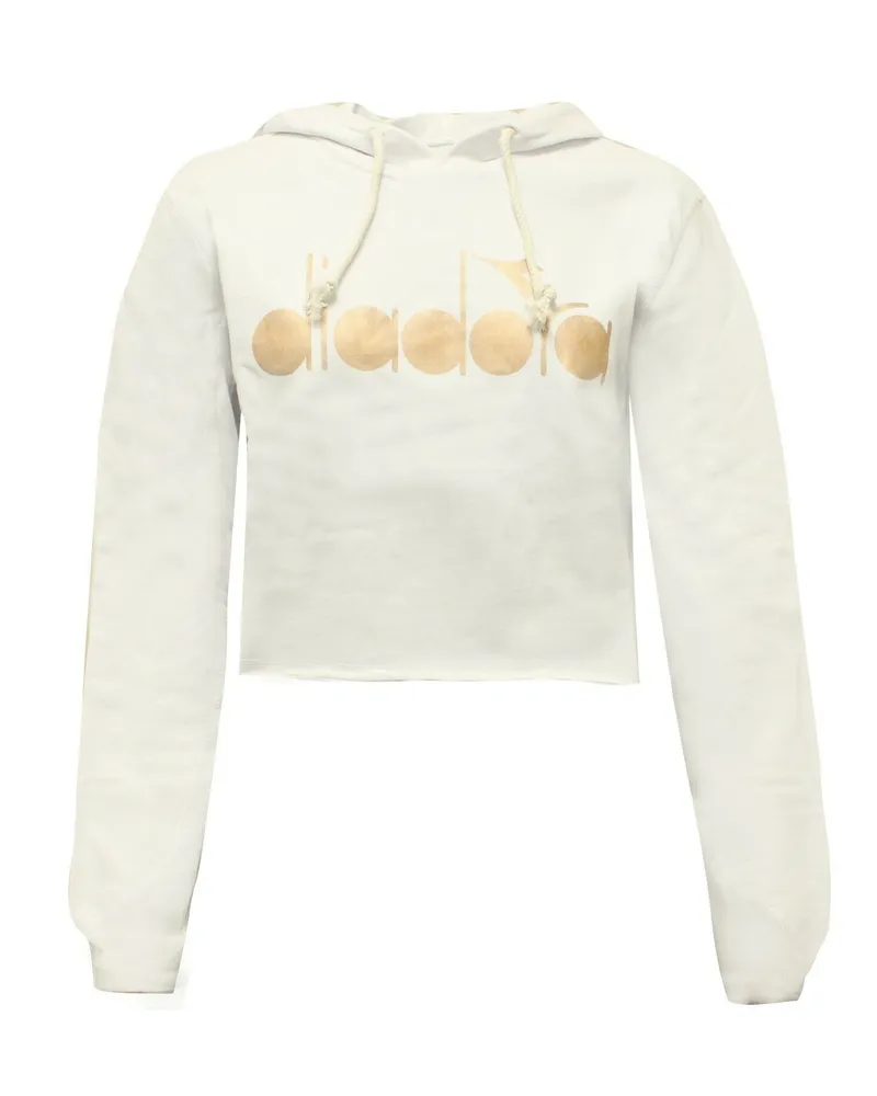 Diadora Cropped Womens White Hoodie Weiß
