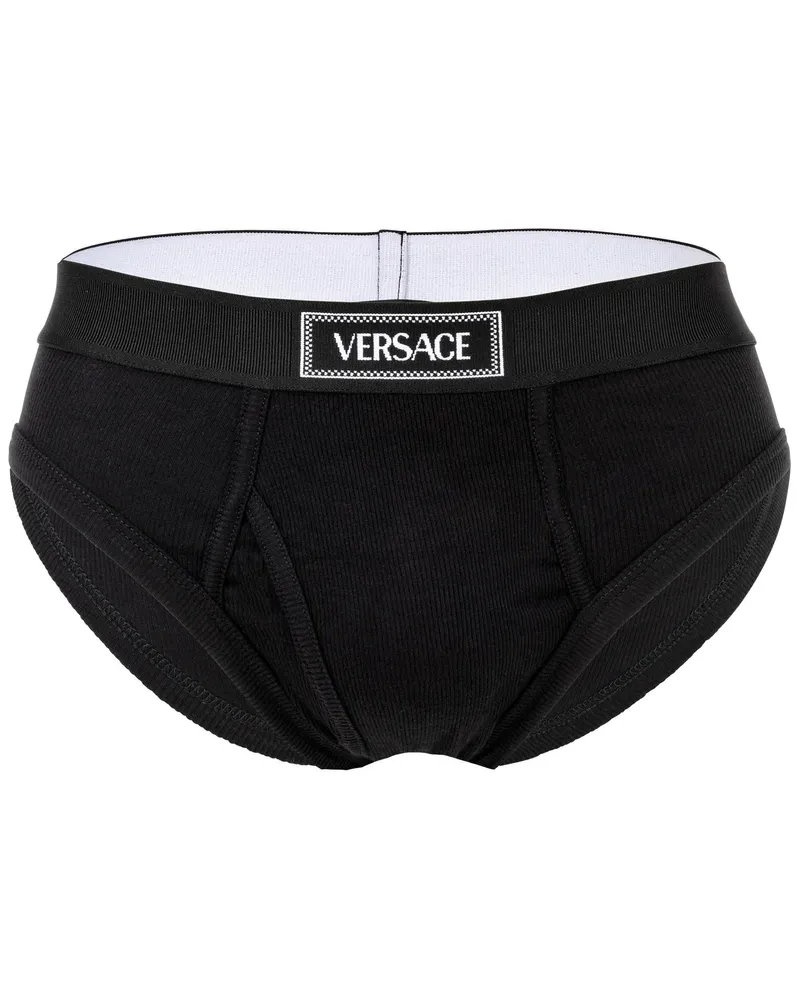Versace Tex Ribbed Cotton Brief Schwarz