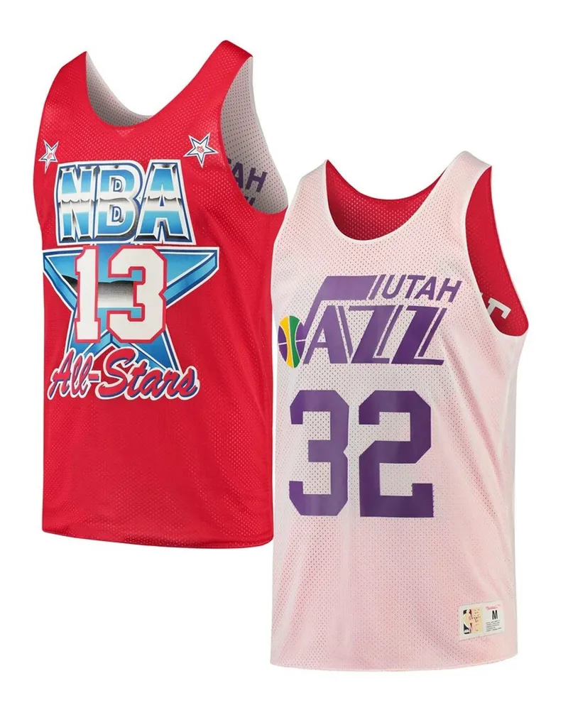 Mitchell & Ness Reversible Utah Jazz Karl Malone Mens Weste Rot