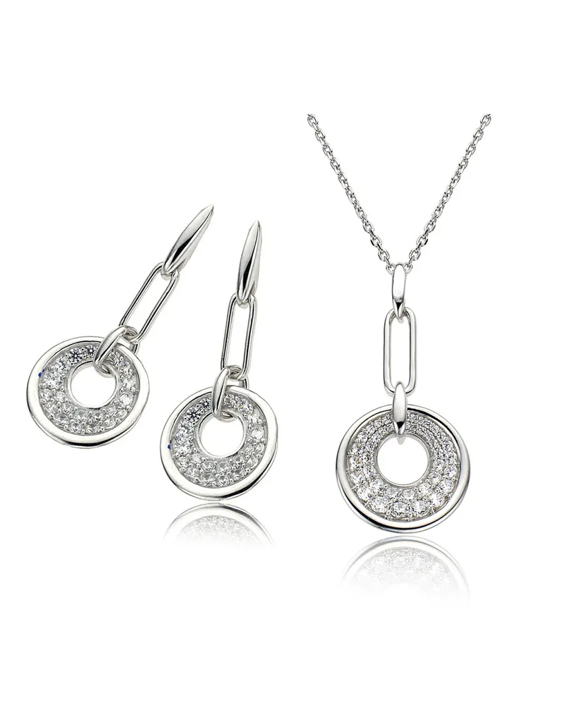 Orphelia Damen 925 Sterling Silber Set: Kettenanhänger + Ohrringe - Silber SET-5961 Silber