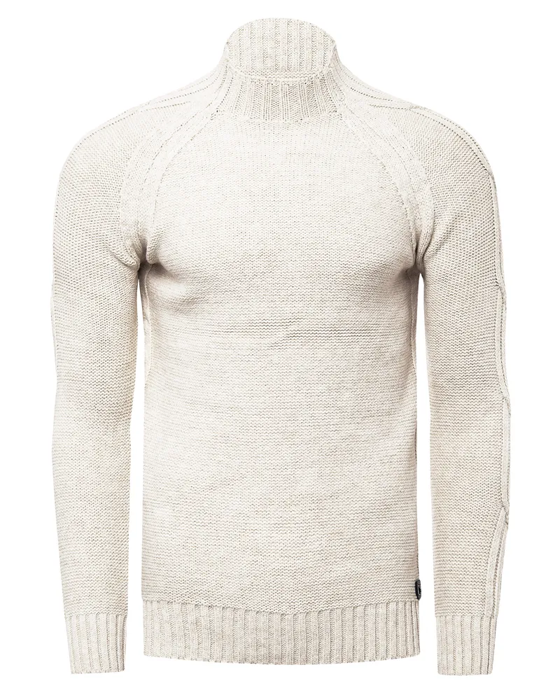 Rusty Neal Grobstrick Einfarbiger Stehkragen-Pullover Ecru