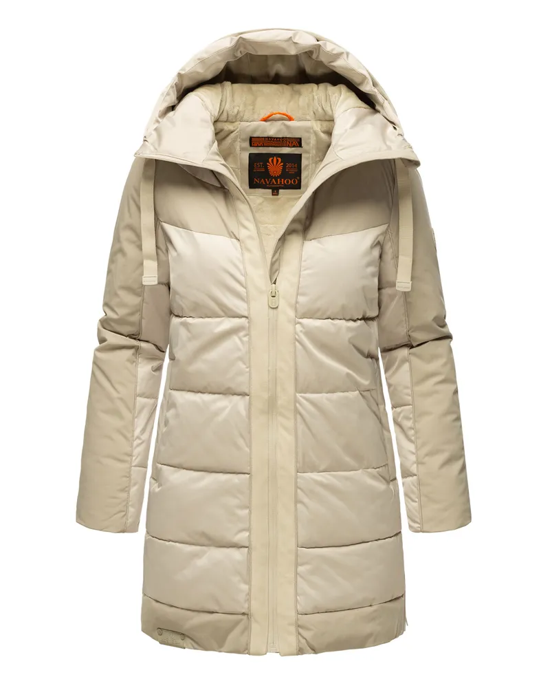NAVAHOO Damen Winterjacke Samtkätzchen – Stylisch & Warm Grau