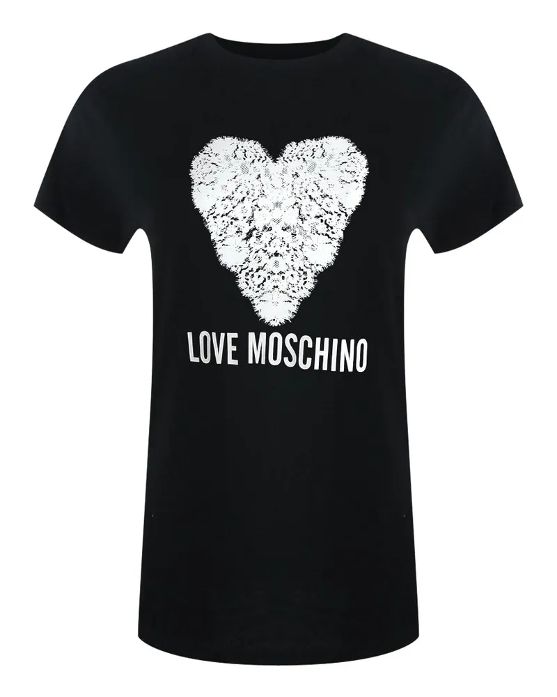 Moschino Schwarzes T-shirt Mit Herzprint Von Love Schwarz