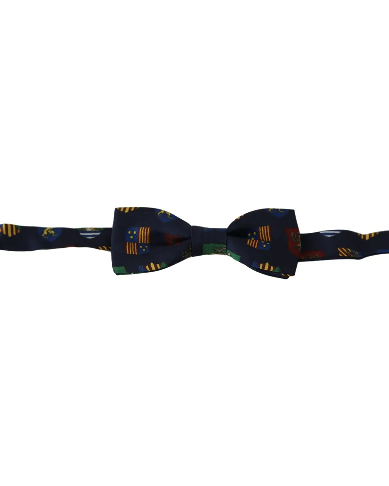 Dolce & Gabbana Blaue Flaggen 100% Seide Einstellbare Hals Papillon Männer Fliege Mehrfarbig